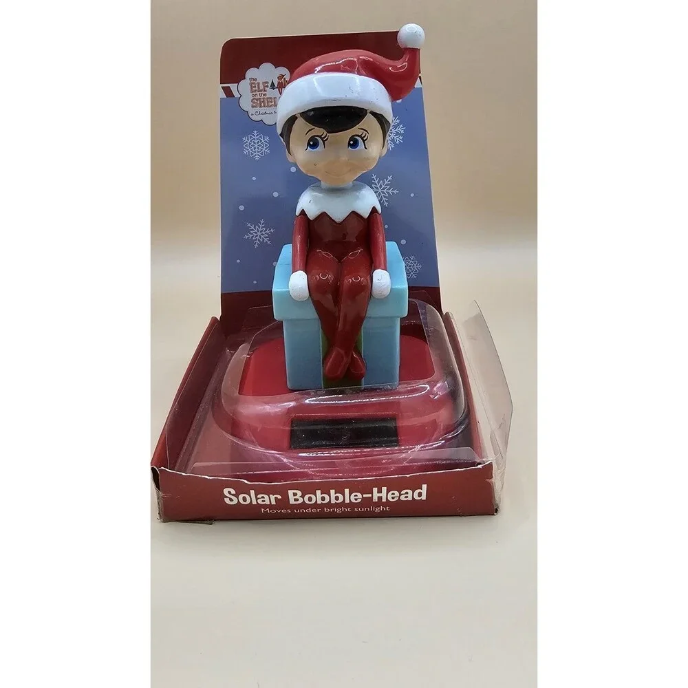Solar Powered Dancing Bobble Head Elf On The Shelf Christmas Bobbler NEW Collect